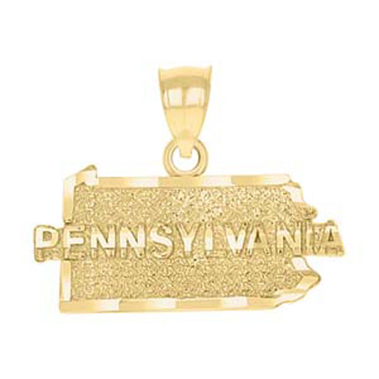 10k Yellow Gold Mens Pennsylvania State Charm Pendant