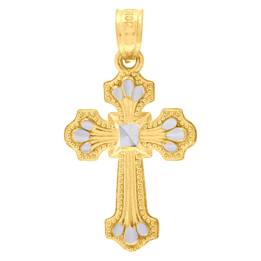 10kt Two-Tone Gold Womens Mens Unisex Cross Religious Charm Pendant