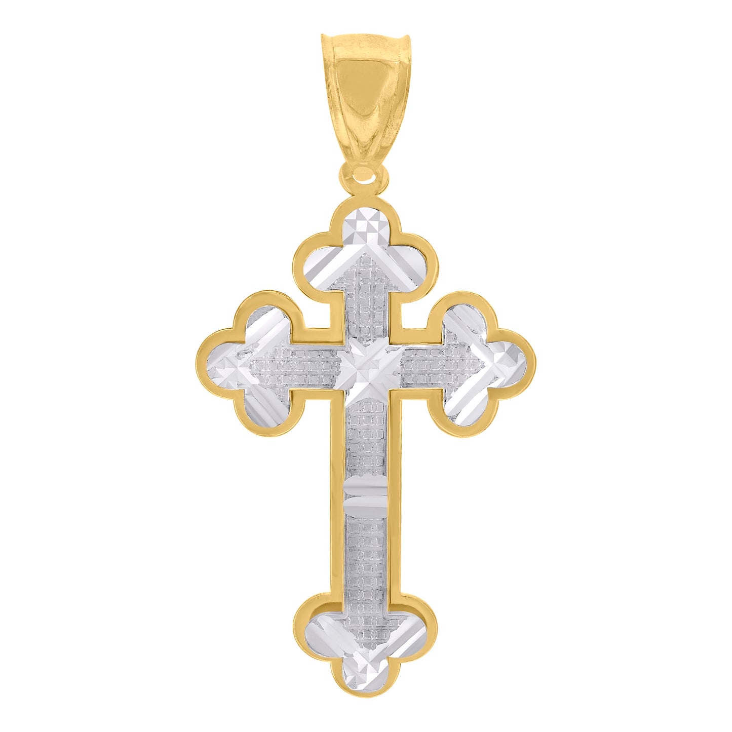 10kt Two-Tone Gold Mens Women Textured Cross Religious Charm Pendant