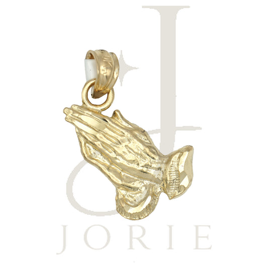 10k Yellow Gold Unisex Praying Hands Religious Charm Pendant