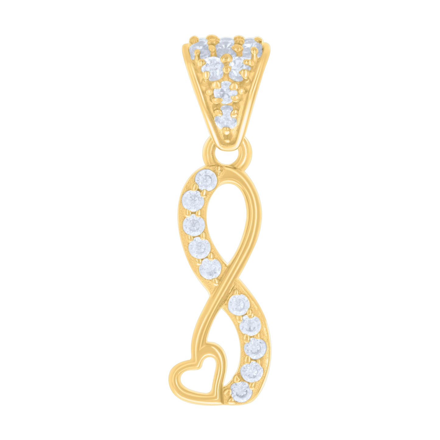 10k Yellow Gold Womens Cubic Zirconia Infinity Heart Charm Pendant