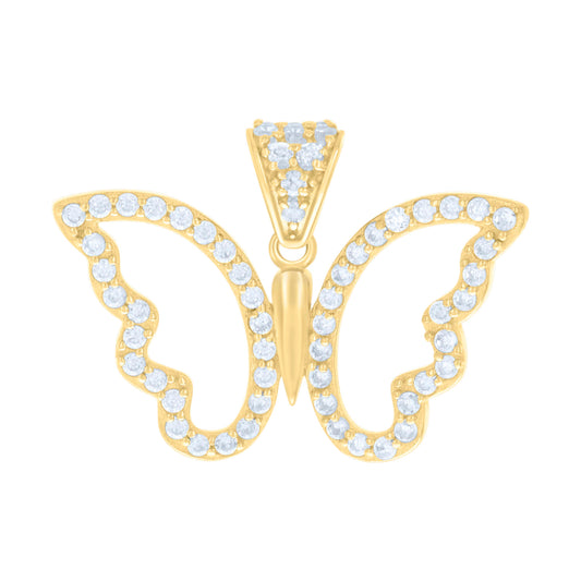 10k Yellow Gold Womens Cubic Zirconia Butterfly Fashion Charm Pendant