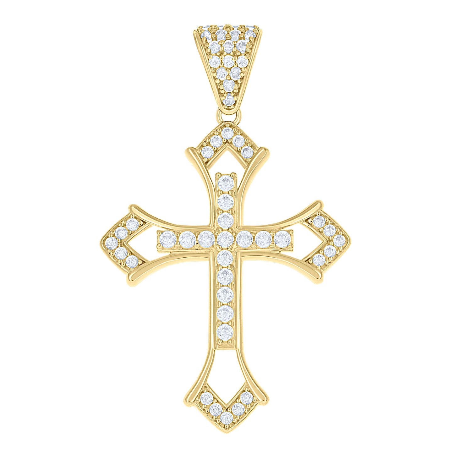 10kt Yellow Gold Mens Cubic-Zirconia Cross Religious Charm Pendant