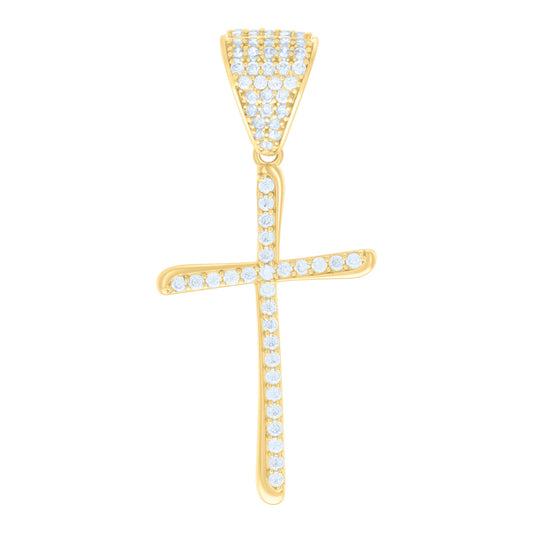 10kt Yellow Gold Womens Cubic-Zirconia Cross Religious Charm Pendant
