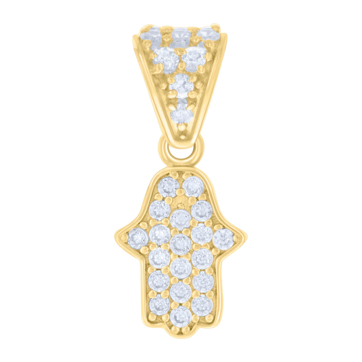 10kt Yellow Gold Womens Cubic-Zirconia Hamsa Symbol Religious Charm Pendant