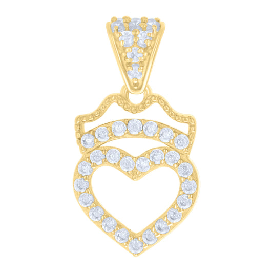 10k Yellow Gold Womens Cubic Zirconia Heart Charm Pendant