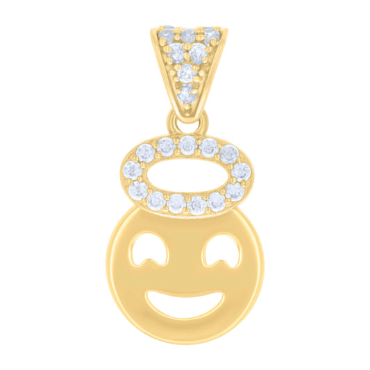 10k Yellow Gold Womens Cubic Zirconia Smile Fashion Charm Pendant