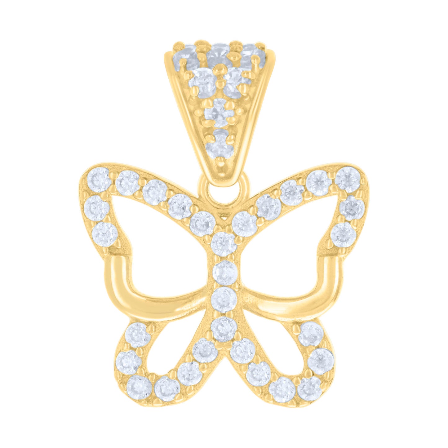 10k Yellow Gold Womens Cubic Zirconia Butterfly Fashion Charm Pendant