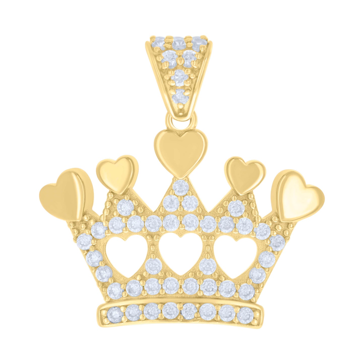 10k Yellow Gold Womens Cubic Zirconia Crown Fashion Charm Pendant