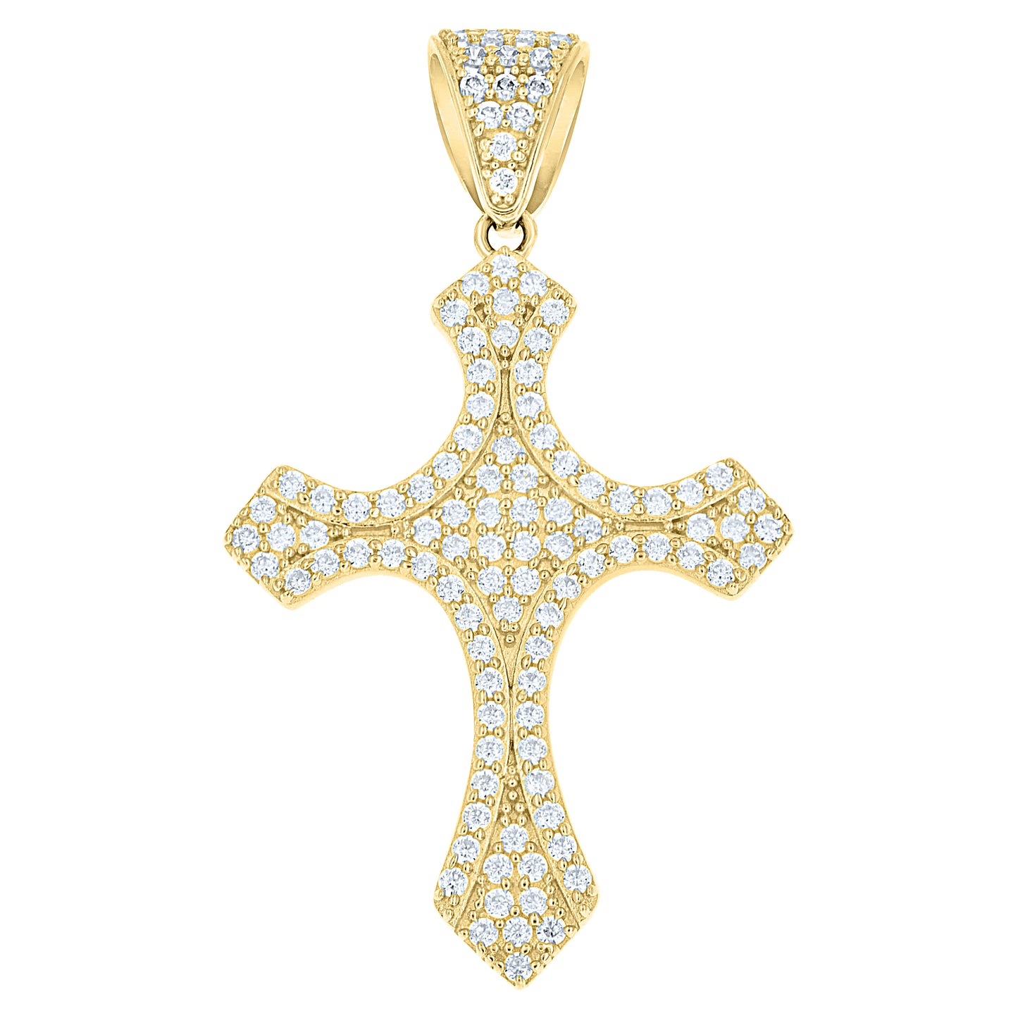 10k Yellow Gold Mens Cubic Zirconia Cross Religious Charm Pendant