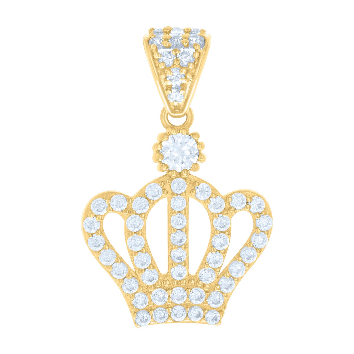 10k Yellow Gold Womens Cubic Zirconia Crown Fashion Charm Pendant