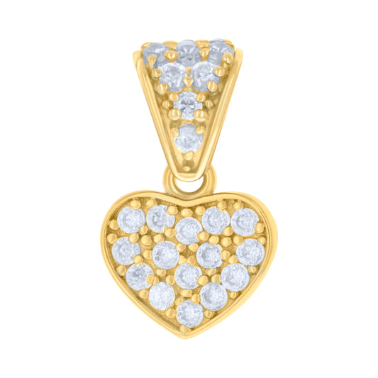 10k Yellow Gold Womens Cubic Zirconia Heart Charm Pendant