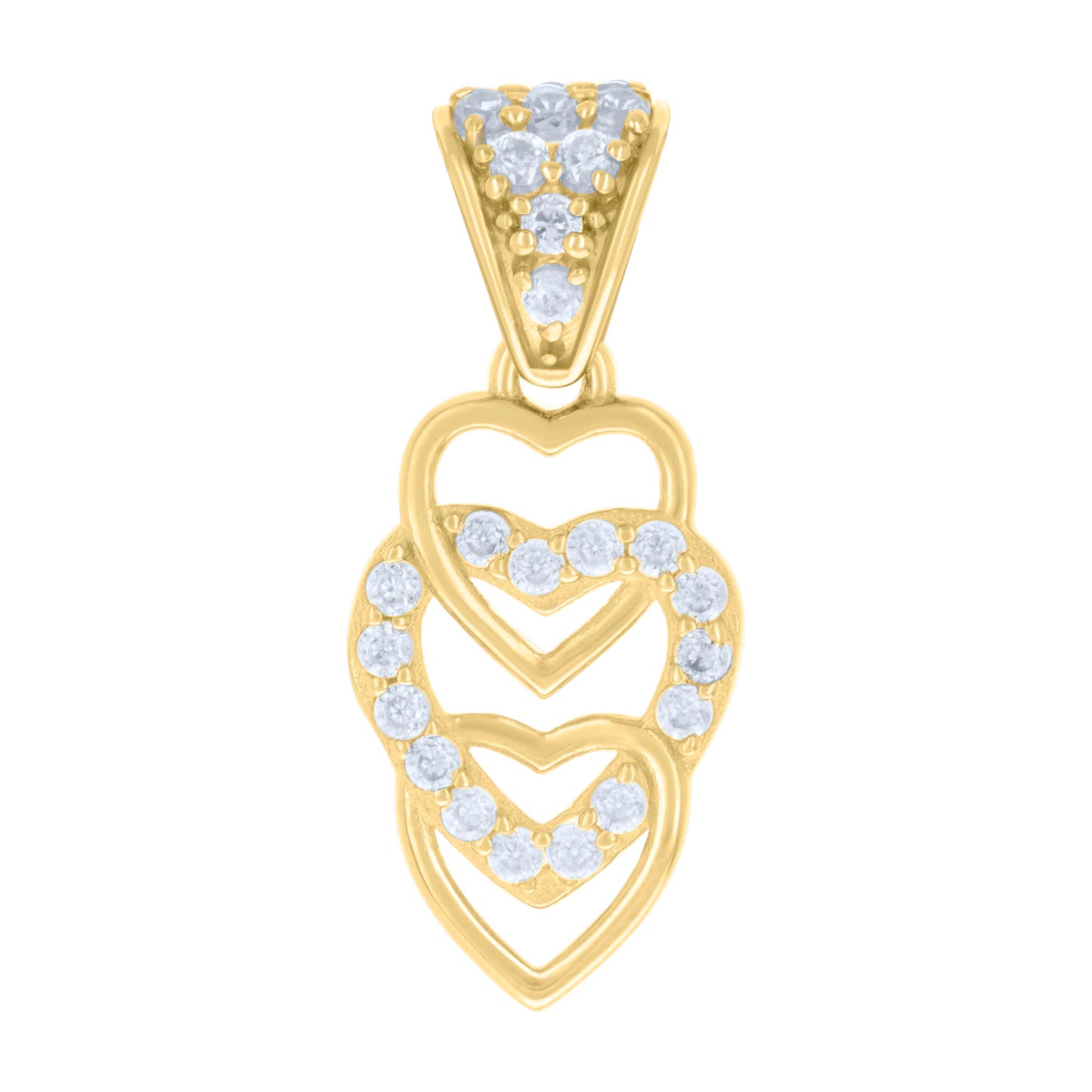 10k Yellow Gold Womens Cubic Zirconia Intertwined Hearts Charm Pendant