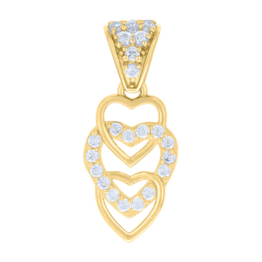10k Yellow Gold Womens Cubic Zirconia Intertwined Hearts Charm Pendant