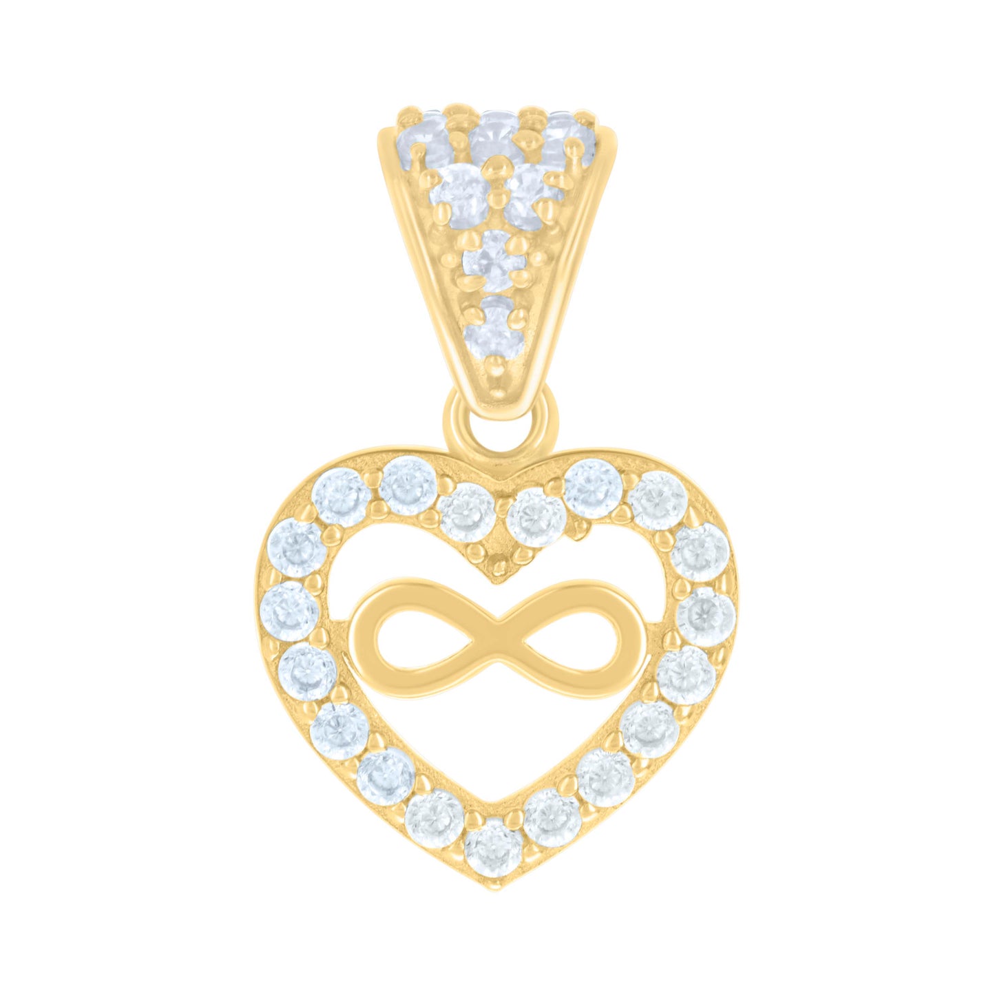 10k Yellow Gold Womens Cubic Zirconia Infinity Heart Charm Pendant