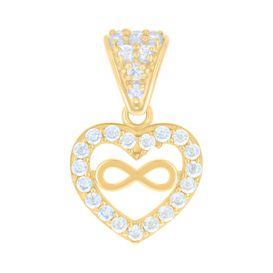 10k Yellow Gold Womens Cubic Zirconia Infinity Heart Charm Pendant
