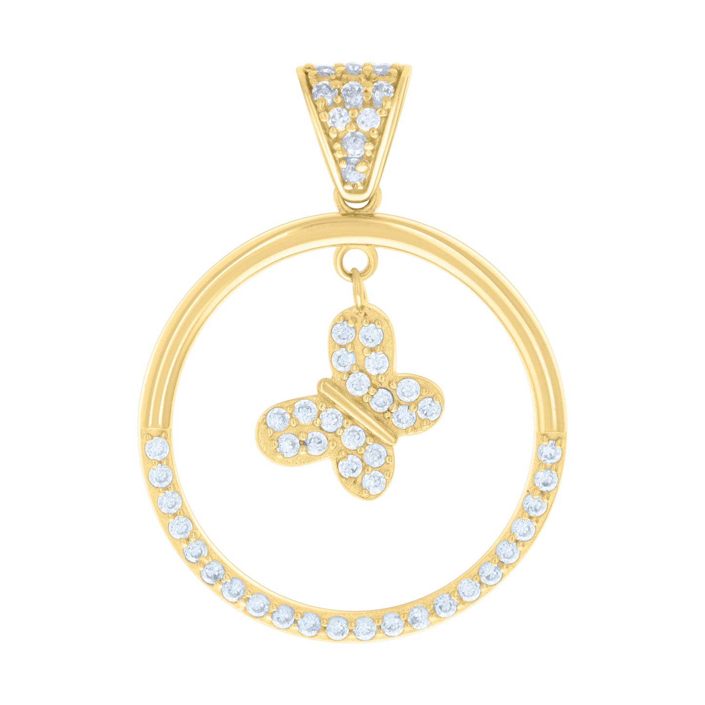 10k Yellow Gold Womens Cubic Zirconia Butterfly Fashion Charm Pendant