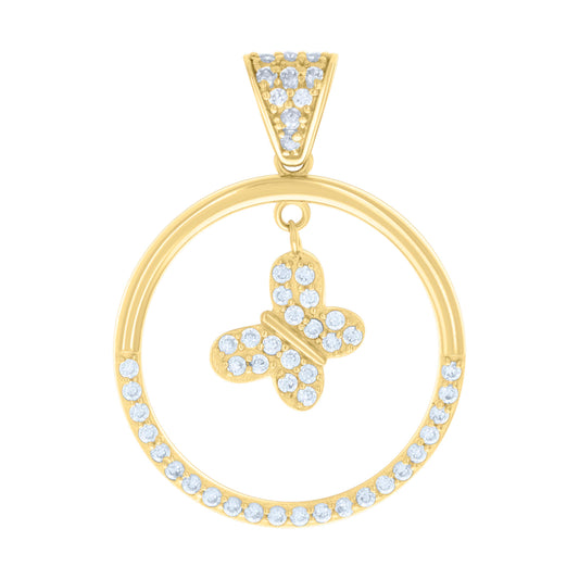 10k Yellow Gold Womens Cubic Zirconia Butterfly Fashion Charm Pendant