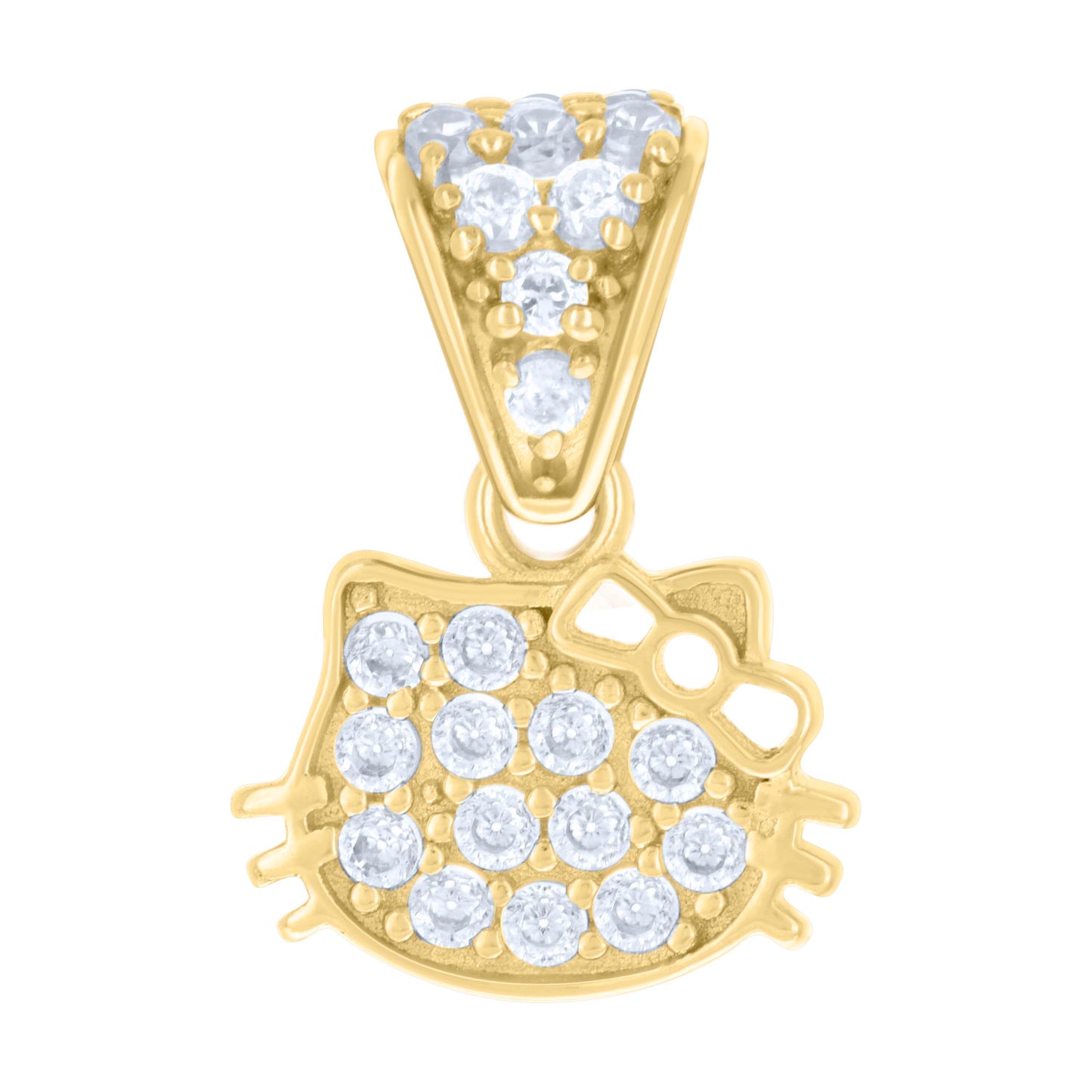 10k Yellow Gold Womens Cubic Zirconia Kitty Fashion Charm Pendant