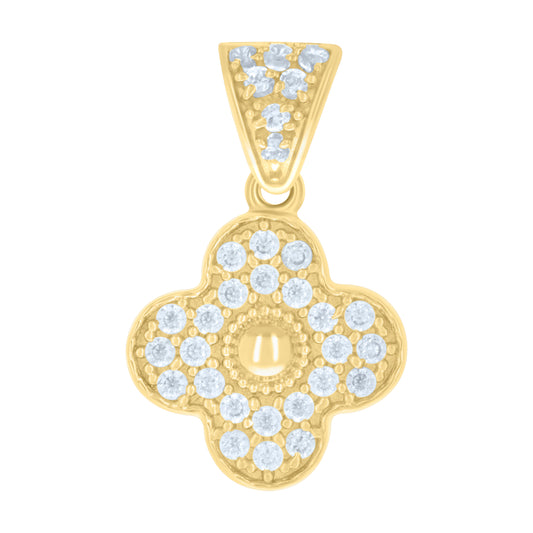 10k Yellow Gold Womens Cubic Zirconia Clover Good Luck Charm Pendant