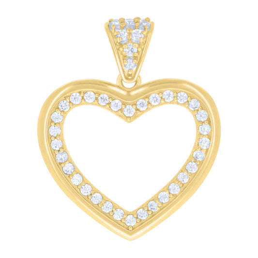 10k Yellow Gold Womens Cubic Zirconia Heart Charm Pendant