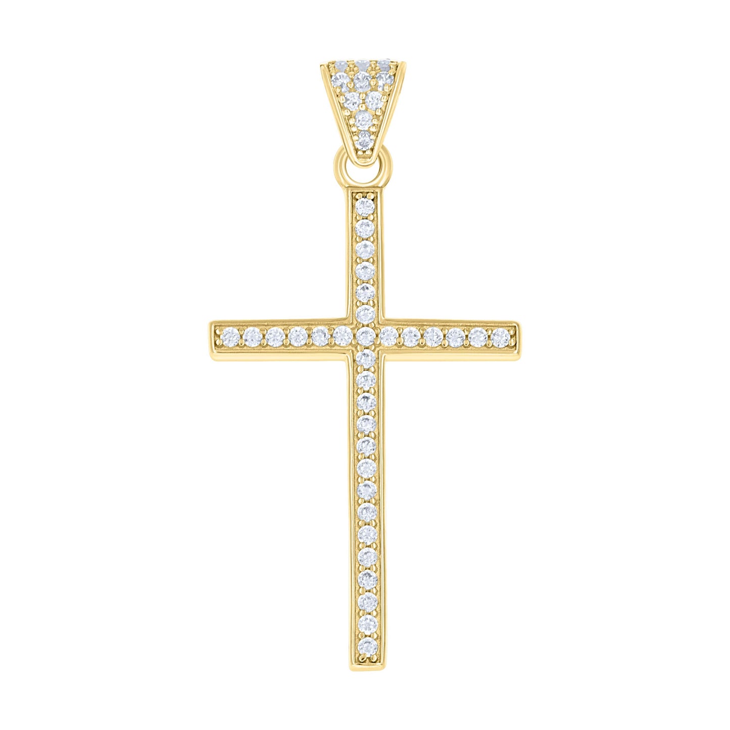10kt Yellow Gold Mens Cubic-Zirconia Latin Cross Religious Charm Pendant
