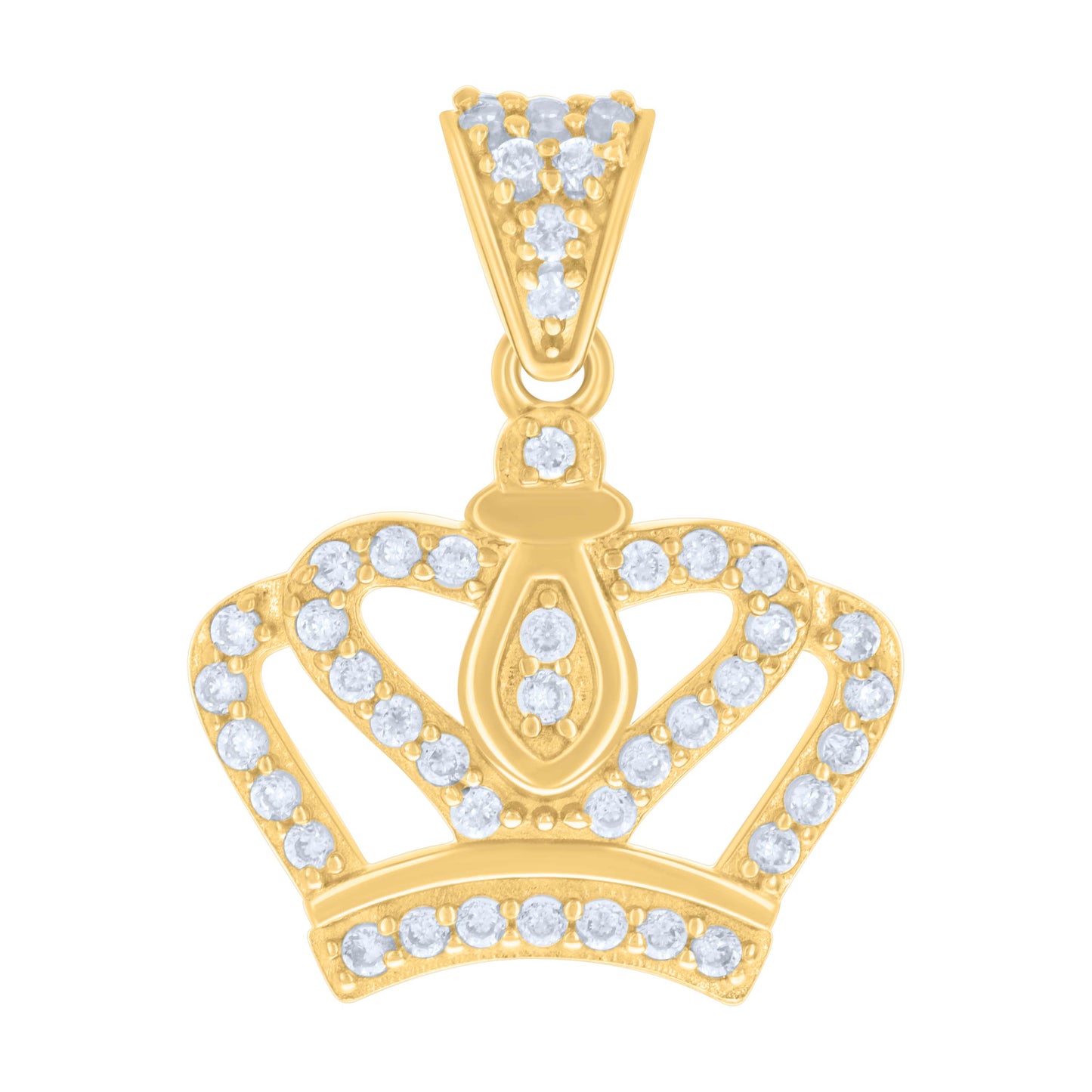 10k Yellow Gold Womens Cubic Zirconia Crown Fashion Charm Pendant