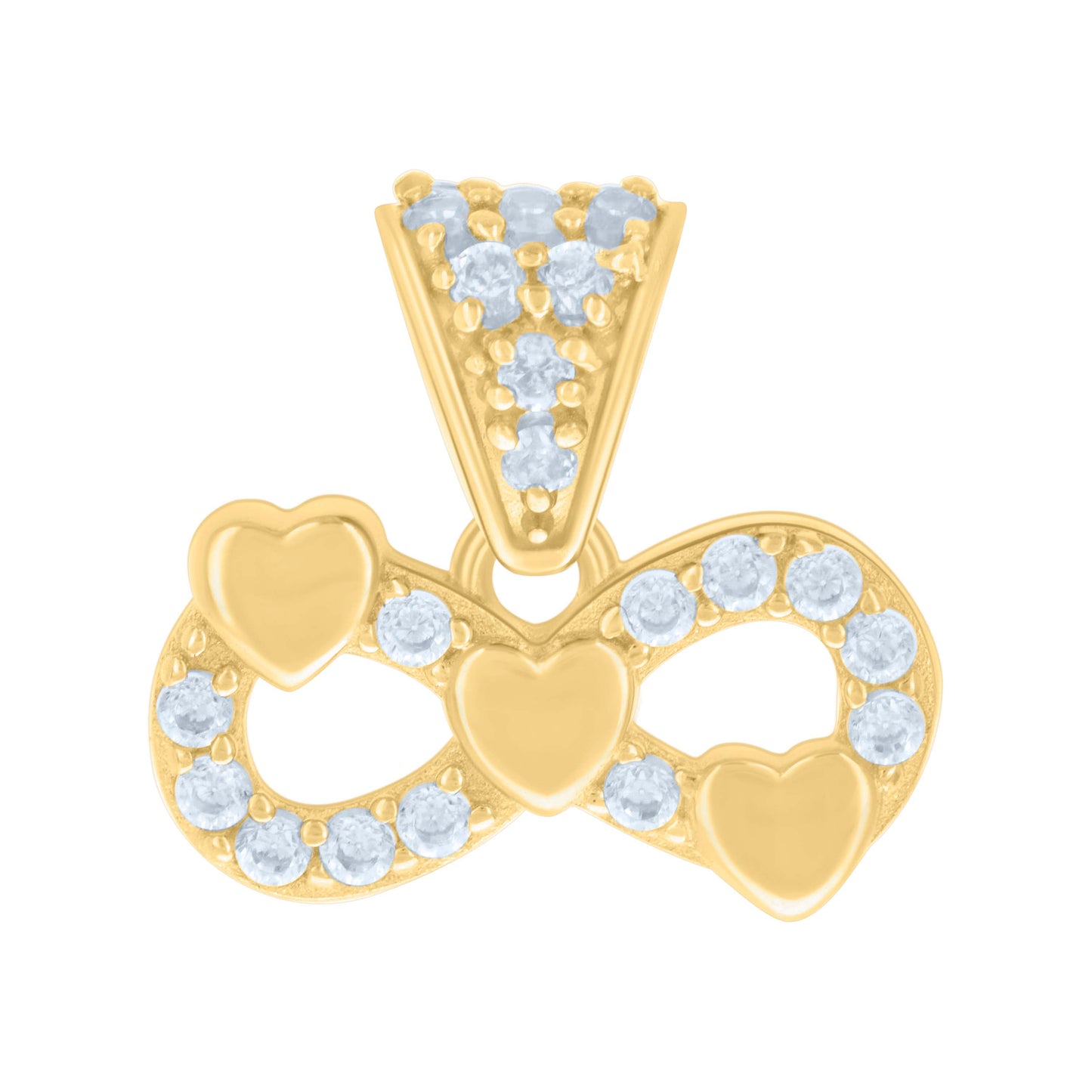 10k Yellow Gold Womens Cubic Zirconia Infinity Hearts Charm Pendant
