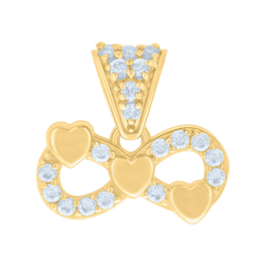 10k Yellow Gold Womens Cubic Zirconia Infinity Hearts Charm Pendant