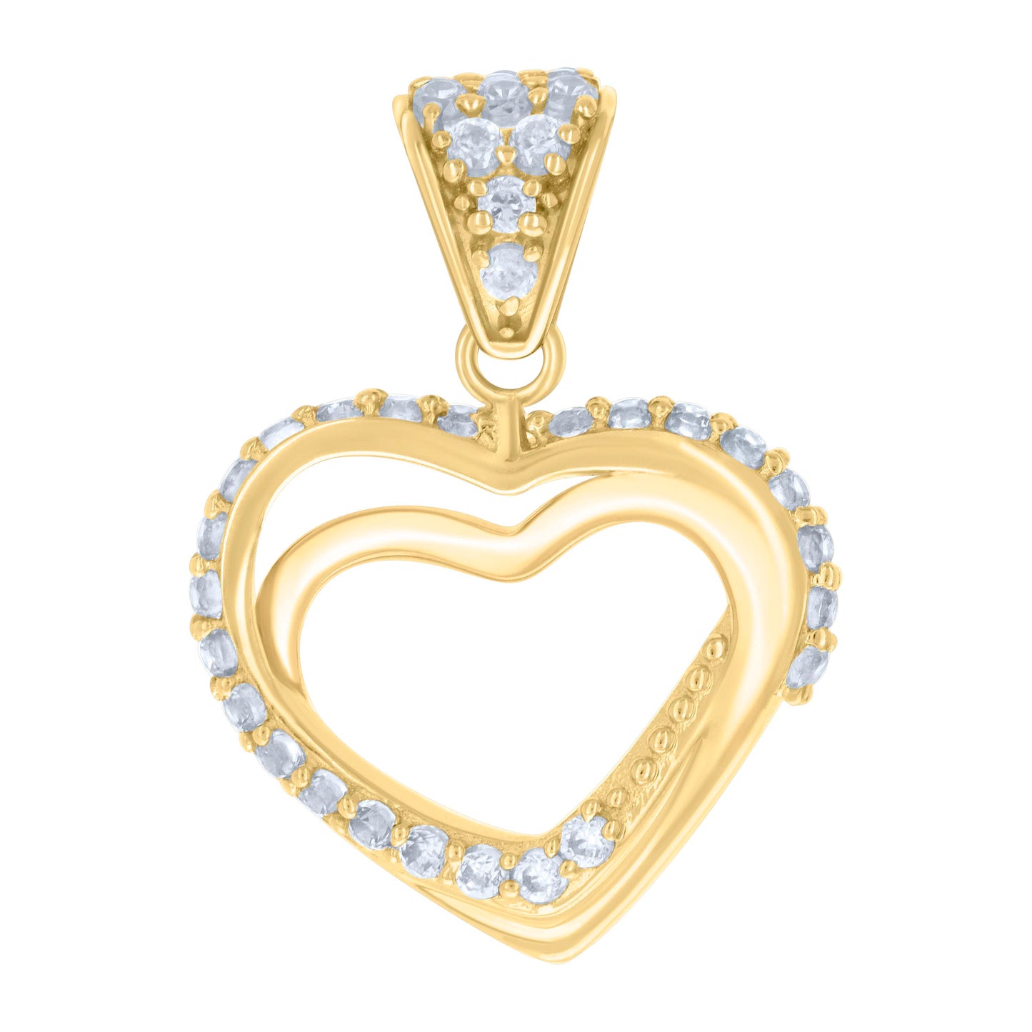10k Yellow Gold Womens Cubic Zirconia Heart Charm Pendant