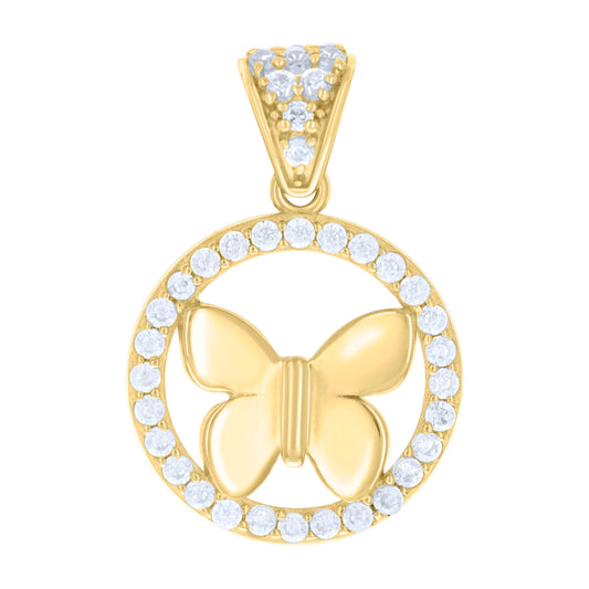 10k Yellow Gold Womens Cubic Zirconia Butterfly Fashion Charm Pendant