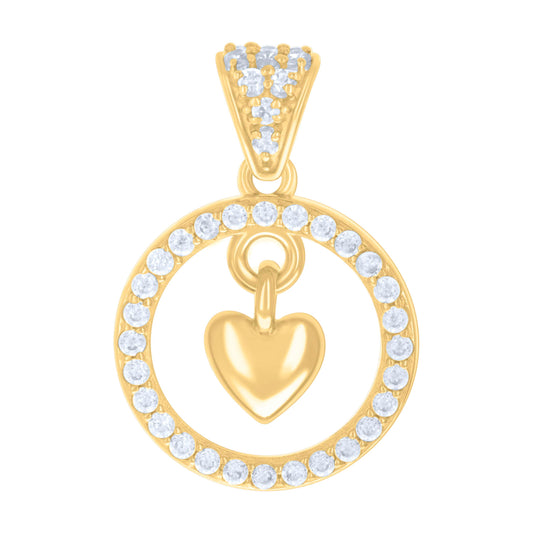 10k Yellow Gold Womens Cubic Zirconia Heart Charm Pendant