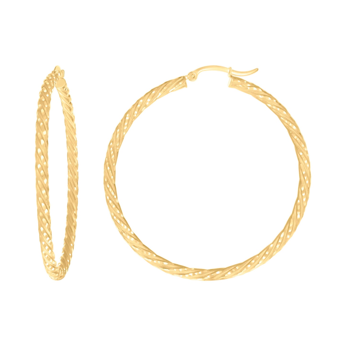 10k Yellow Gold Womens Diamond-cut Spotted Patterned Fancy Hoop Earrings 3mm-50