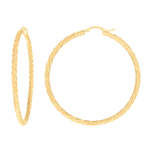 10k Yellow Gold Womens Diamond-cut Spotted Patterned Fancy Hoop Earrings 3mm-57
