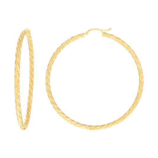 10k Yellow Gold Womens Diamond-cut Spotted Patterned Fancy Hoop Earrings 3mm-63