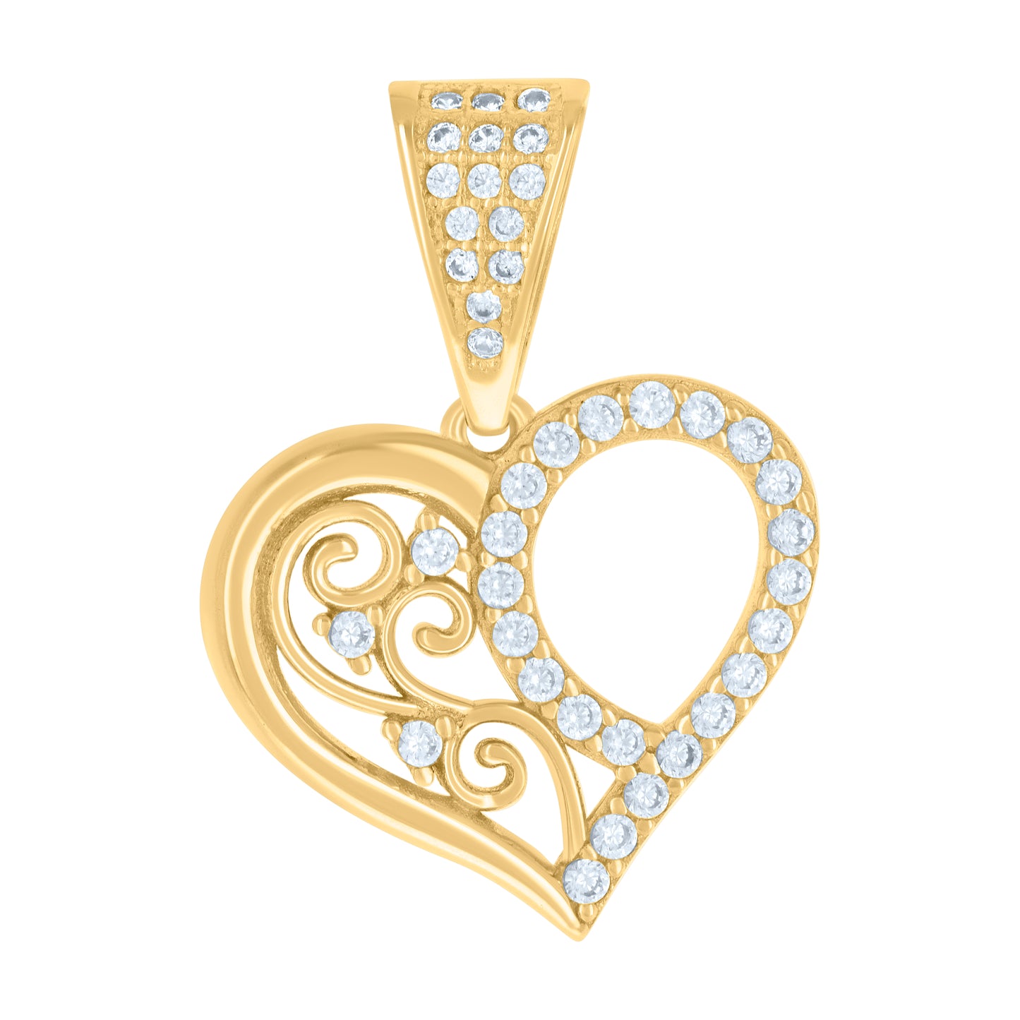 10k Yellow Gold Womens Cubic Zirconia Heart Charm Pendant