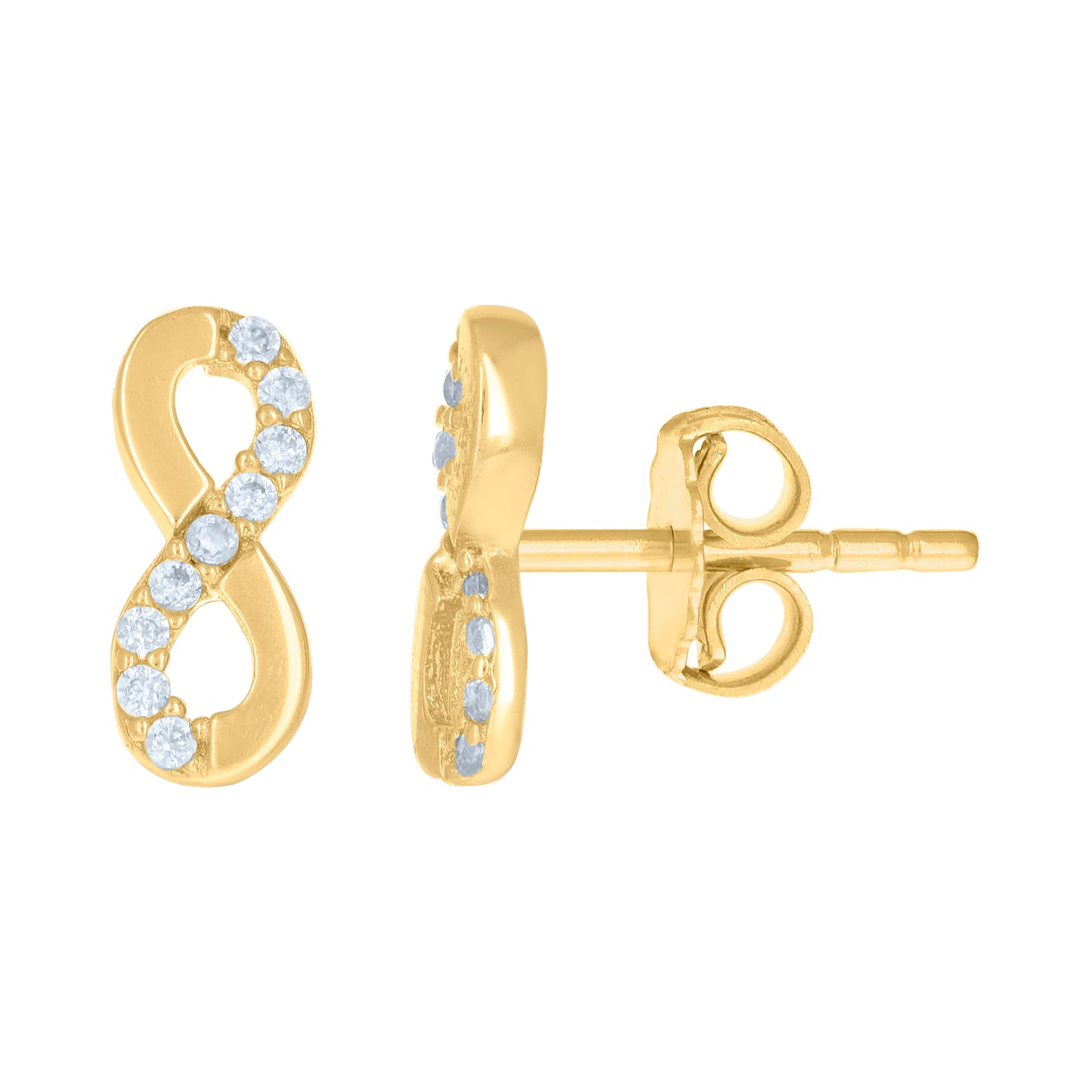 10k Yellow Gold Womens Cubic Zirconia Infinity Love Stud Earrings