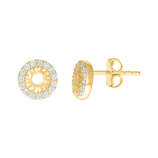 10k Yellow Gold Womens Cubic Zirconia Fashion Stud Earrings