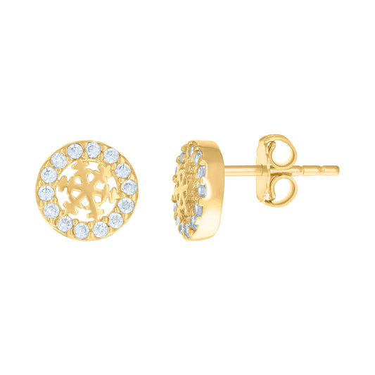10k Yellow Gold Womens Cubic Zirconia Fashion Stud Earrings