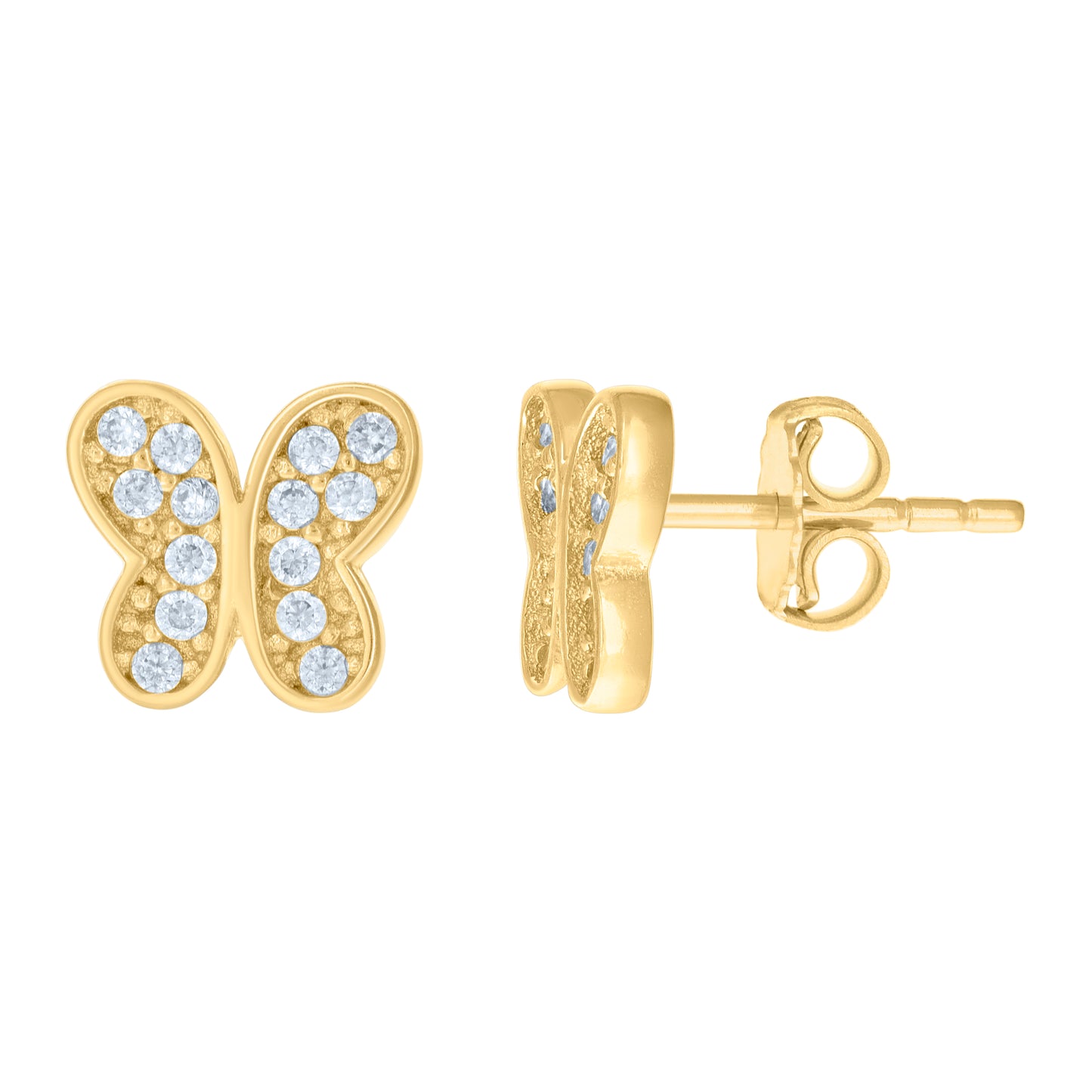 10k Yellow Gold Womens Cubic Zirconia Butterfly Fashion Stud Earrings