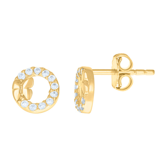 10k Yellow Gold Womens Cubic Zirconia Butterfly Fashion Stud Earrings