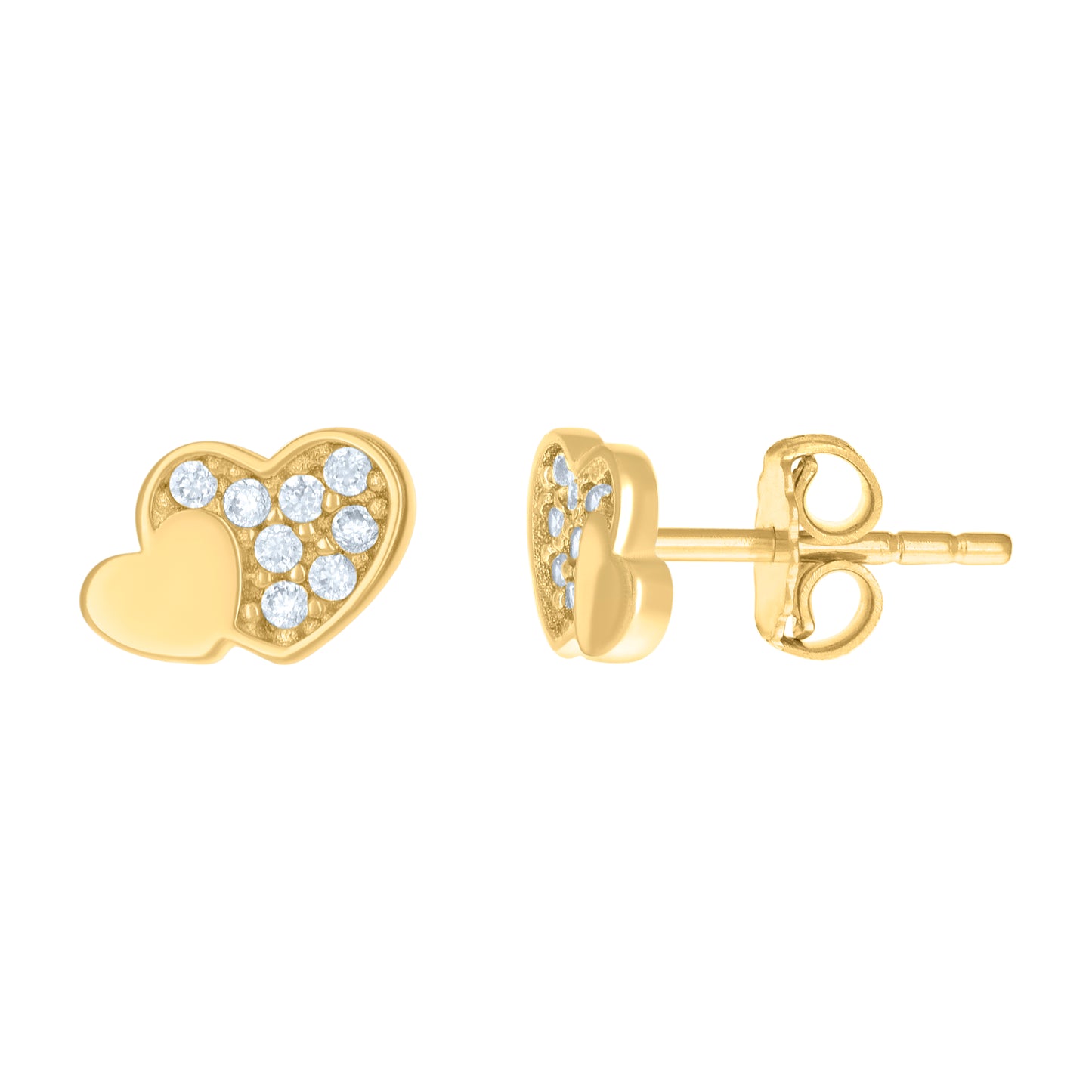 10k Yellow Gold Womens Cubic Zirconia Butterfly Heart Stud Earrings