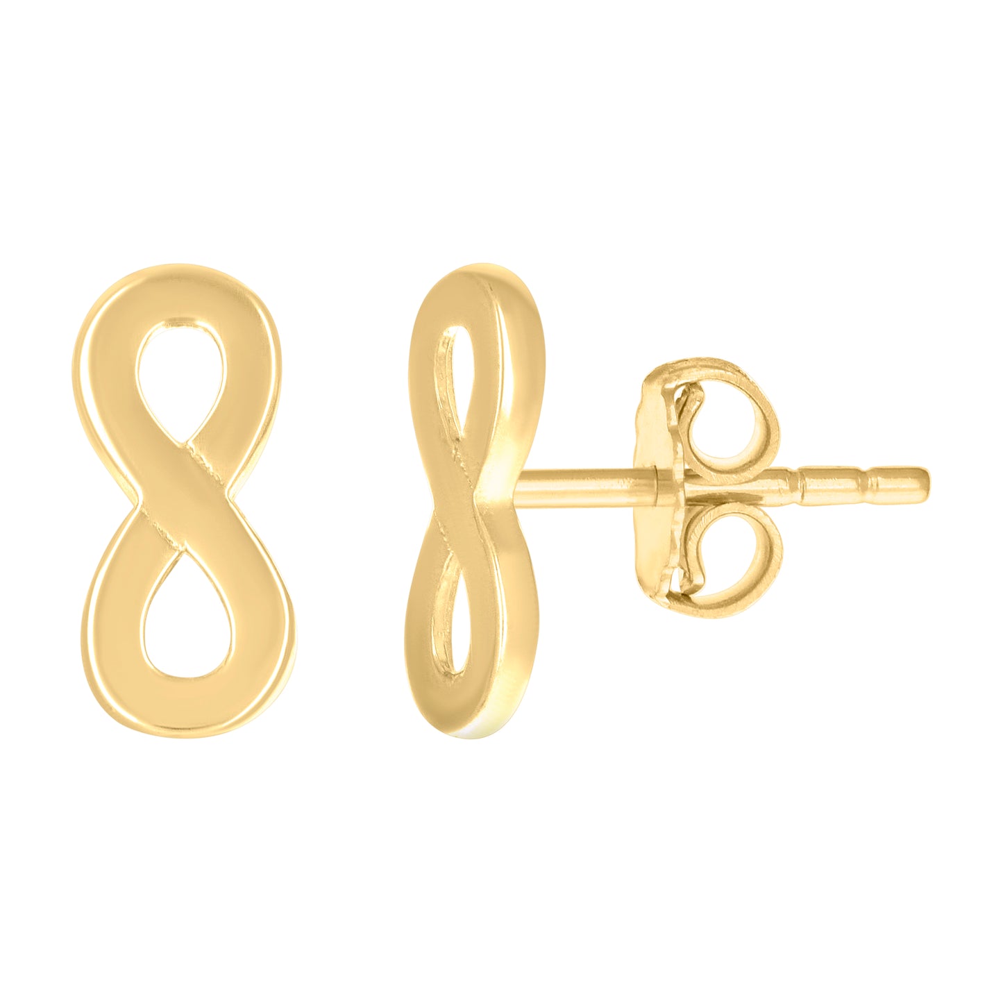 10k Yellow Gold Womens Infinity Love Stud Earrings