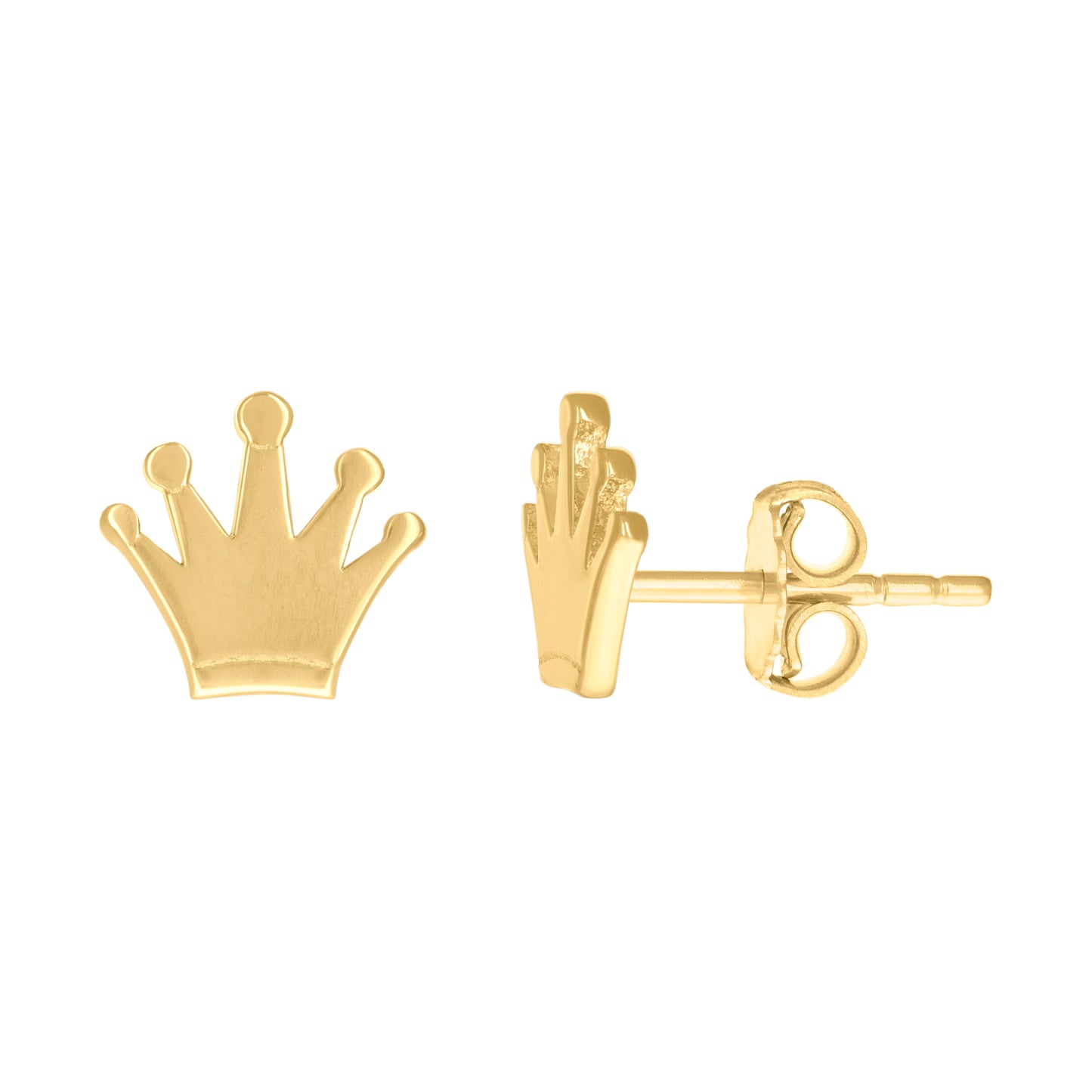 10k Yellow Gold Womens Crown Fashion Stud Earrings