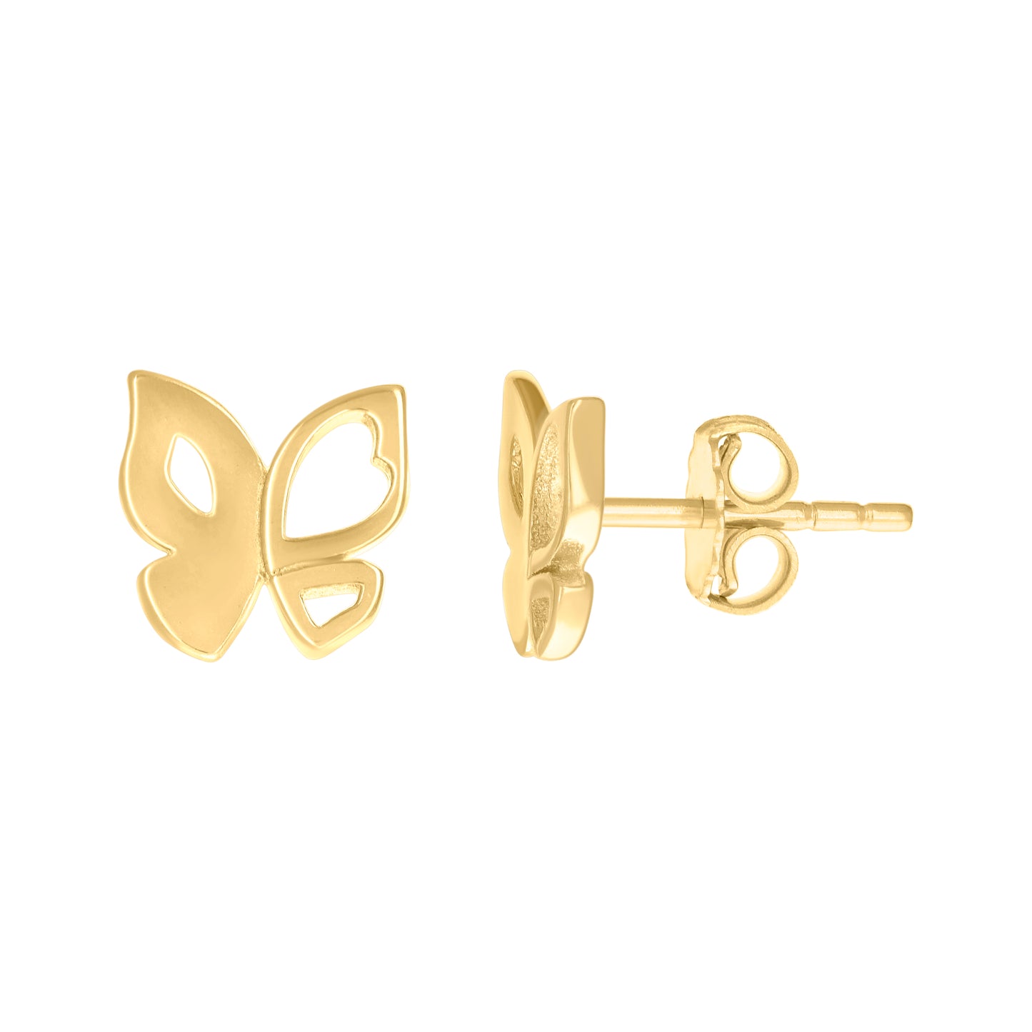 10k Yellow Gold Womens Butterfly Fashion Stud Earrings