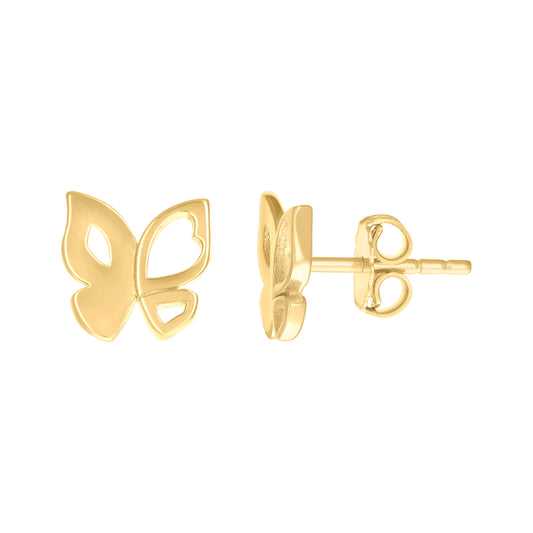 10k Yellow Gold Womens Butterfly Fashion Stud Earrings