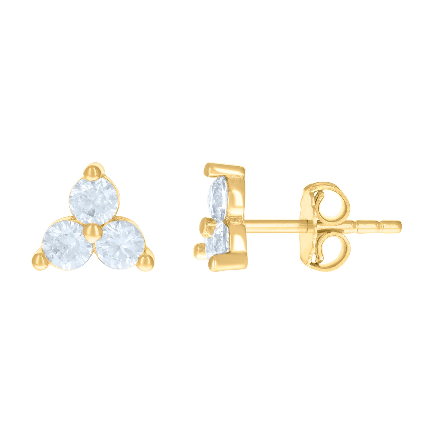 10k Yellow Gold Womens Cubic Zirconia Trillion Fashion Stud Earrings