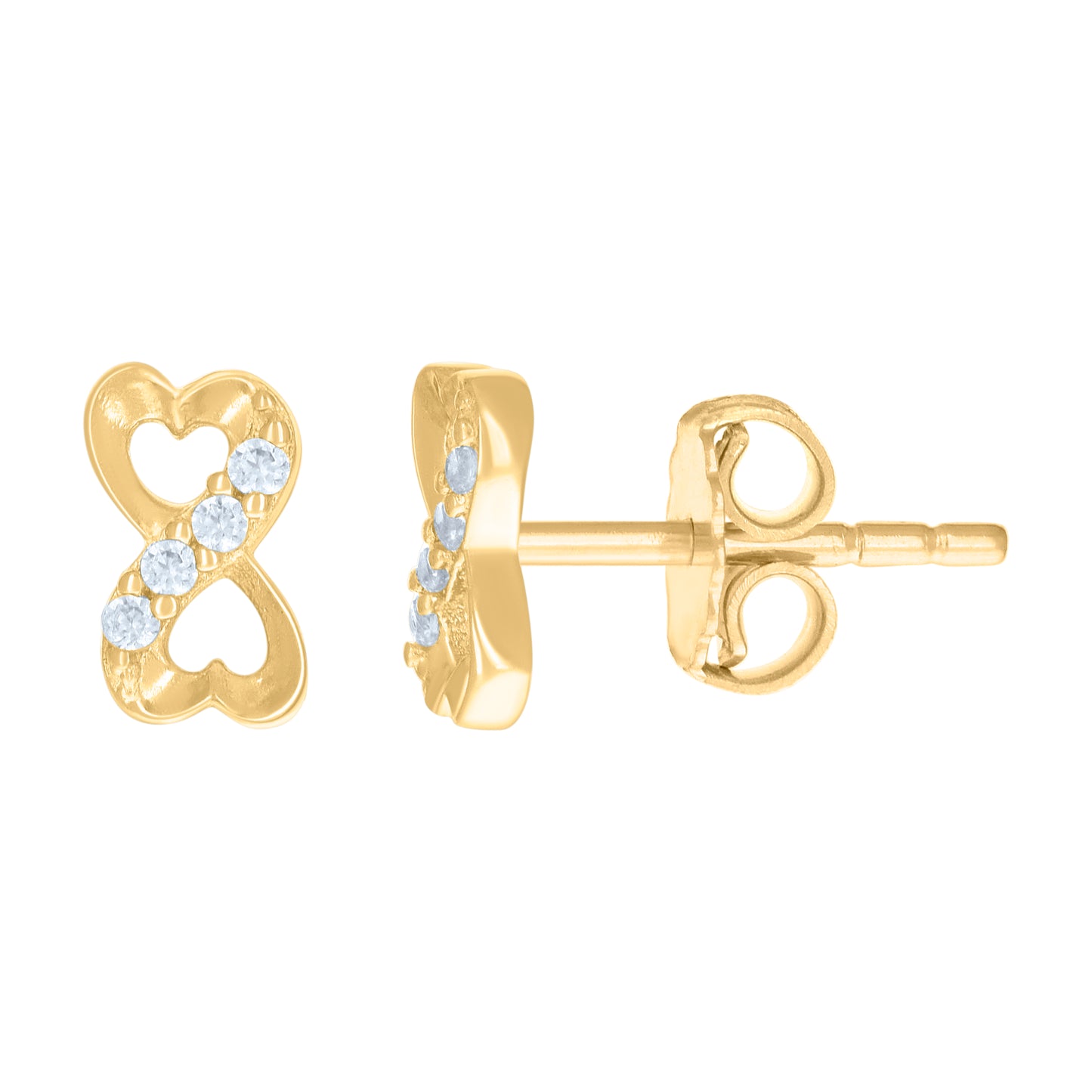 10k Yellow Gold Womens Cubic Zirconia Infinity Love Stud Earrings