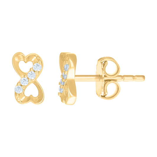 10k Yellow Gold Womens Cubic Zirconia Infinity Love Stud Earrings