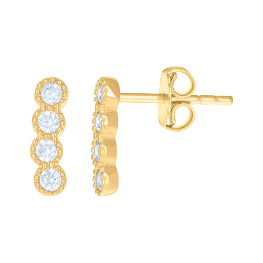 10k Yellow Gold Womens Cubic Zirconia Fashion Stud Earrings